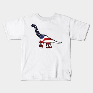 American Flag Funny Dinosaurs Kids T-Shirt